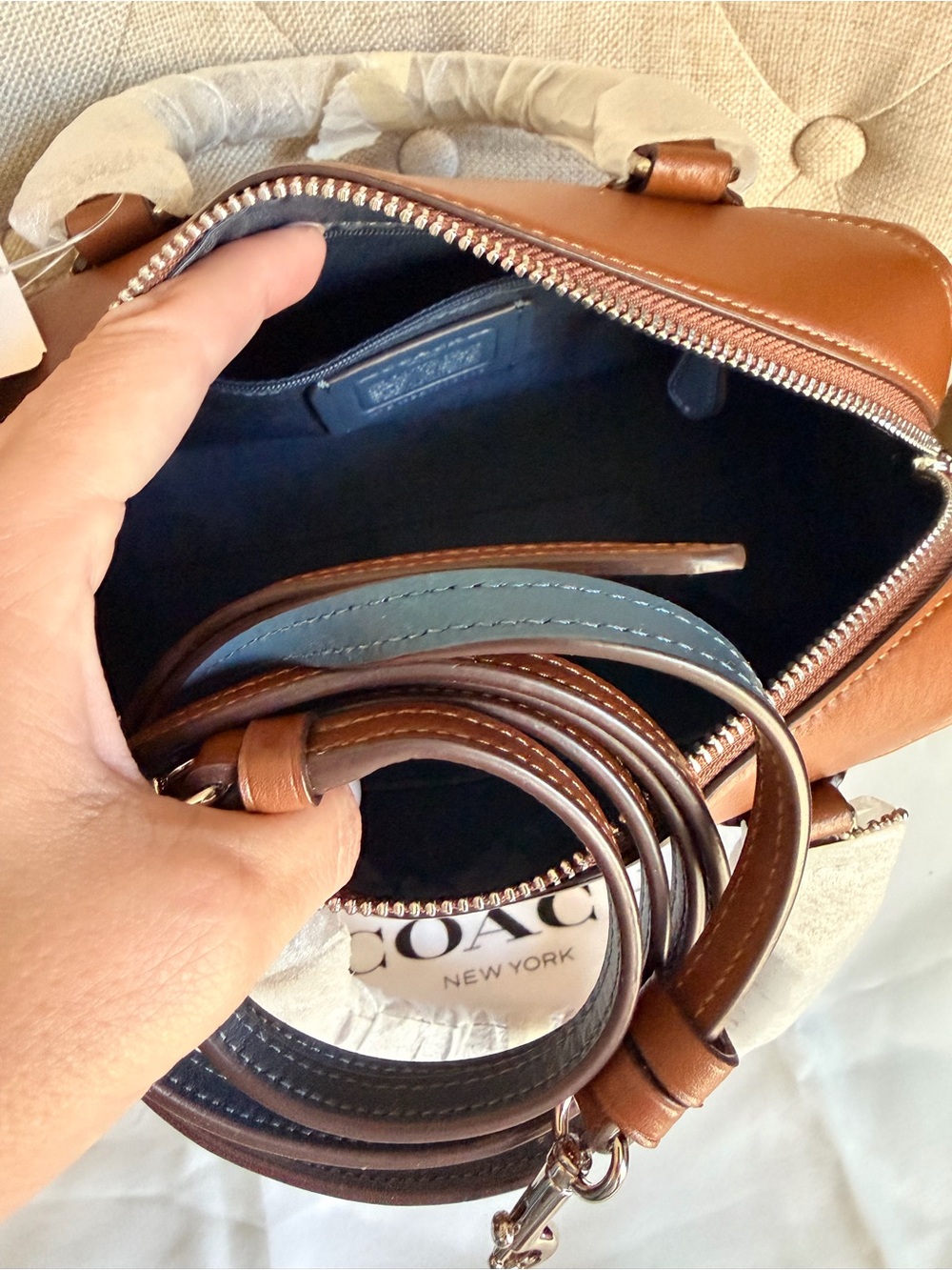 Coach Brown Canvas Signature Satchel with Rainbow Logo - Picture 3 of 3